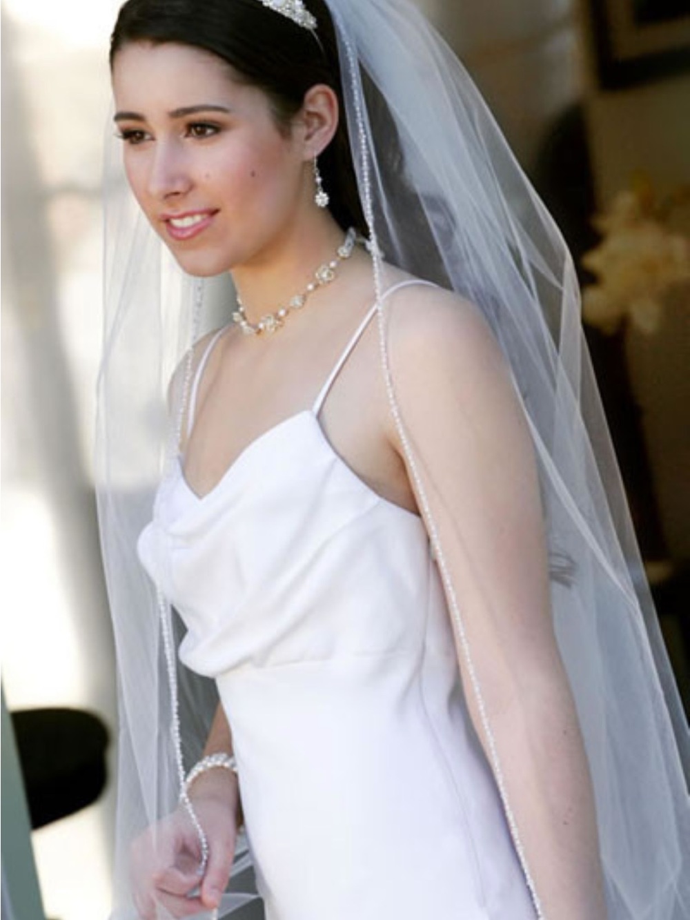 Erica Koesler Bridal Veil with Crystal & Pearl Trim 35”